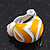 Yellow/White Enamel C-Shape Clip-on Earrings In Rhodium Plating - 15mm Length - view 4