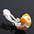 Yellow/White Enamel C-Shape Clip-on Earrings In Rhodium Plating - 15mm Length - view 5