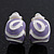 Lavender/White Enamel C-Shape Clip-on Earrings In Rhodium Plating - 15mm Length - view 5