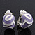 Lavender/White Enamel C-Shape Clip-on Earrings In Rhodium Plating - 15mm Length - view 6