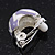 Lavender/White Enamel C-Shape Clip-on Earrings In Rhodium Plating - 15mm Length - view 3