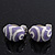 Lavender/White Enamel C-Shape Clip-on Earrings In Rhodium Plating - 15mm Length - view 8