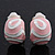 Pale Pink/White Enamel C-Shape Clip-on Earrings In Rhodium Plating - 15mm Length