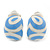 Blue/White Enamel C-Shape Clip-on Earrings In Rhodium Plating - 15mm Length - view 3