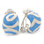 Blue/White Enamel C-Shape Clip-on Earrings In Rhodium Plating - 15mm Length - view 7