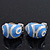 Blue/White Enamel C-Shape Clip-on Earrings In Rhodium Plating - 15mm Length - view 6