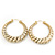 Gold Tone Lightweight Puffed Hoop Earrings - 4.5cm Diameter - view 7