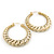Gold Tone Lightweight Puffed Hoop Earrings - 4.5cm Diameter - view 4