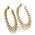 Gold Tone Lightweight Puffed Hoop Earrings - 4.5cm Diameter - view 5