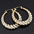 Gold Tone Lightweight Puffed Hoop Earrings - 4.5cm Diameter