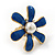 Blue Enamel Simulated Pearl Flower Stud Earrings In Gold Plating - 2cm Diameter - view 3