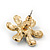 Blue Enamel Simulated Pearl Flower Stud Earrings In Gold Plating - 2cm Diameter - view 4