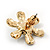 Black Enamel Simulated Pearl Flower Stud Earrings In Gold Plating - 2cm Diameter - view 4