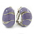 C-Shape Lavender Enamel Diamante Clip-On Earrings In Rhodium Plating - 18mm Length - view 2