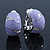 C-Shape Lavender Enamel Diamante Clip-On Earrings In Rhodium Plating - 18mm Length - view 6