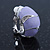 C-Shape Lavender Enamel Diamante Clip-On Earrings In Rhodium Plating - 18mm Length - view 3