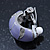 C-Shape Lavender Enamel Diamante Clip-On Earrings In Rhodium Plating - 18mm Length - view 4