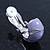 C-Shape Lavender Enamel Diamante Clip-On Earrings In Rhodium Plating - 18mm Length - view 5
