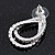 Black/Clear Crystal Open Teardrop Stud Earrings In Silver Plating - 3cm Length - view 5
