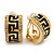 Small C-Shape Diamante 'Greek Pattern' Clip On Earrings In Gold Plating - 17mm Length - view 2