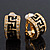 Small C-Shape Diamante 'Greek Pattern' Clip On Earrings In Gold Plating - 17mm Length - view 3