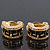Small C-Shape Diamante 'Greek Pattern' Clip On Earrings In Gold Plating - 17mm Length - view 10