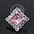 Light Pink/Clear Crystal Square Stud Earrings In Silver Plating - 15mm Diameter - view 2