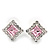 Light Pink/Clear Crystal Square Stud Earrings In Silver Plating - 15mm Diameter - view 3