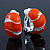 C-Shape Orange Enamel Diamante Clip-On Earrings In Rhodium Plating - 18mm Length - view 8