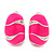 Small C-Shape Neon Pink Enamel Diamante Clip-On Earrings In Rhodium Plating - 18mm Length - view 4
