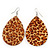 Large Resin 'Cheetah Print' Teardrop Earrings In Silver Plating - 7cm Length - view 2
