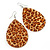 Large Resin 'Cheetah Print' Teardrop Earrings In Silver Plating - 7cm Length
