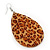 Large Resin 'Cheetah Print' Teardrop Earrings In Silver Plating - 7cm Length - view 3