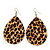 Large Resin 'Leopard Print' Teardrop Earrings In Silver Plating - 7cm Length - view 2