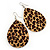 Large Resin 'Leopard Print' Teardrop Earrings In Silver Plating - 7cm Length