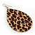 Large Resin 'Leopard Print' Teardrop Earrings In Silver Plating - 7cm Length - view 3