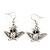 Burn Silver Crystal 'Owl' Drop Earrings - 4cm Length - view 2