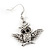 Burn Silver Crystal 'Owl' Drop Earrings - 4cm Length - view 3