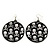 Black Round Metal 'Skull&Crossbones' Drop Earrings In Silver Plating - 6cm Length - view 4
