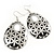 Silver/Black Cut-Out Floral Oval Hoop Earrings - 6.5cm Length - view 4