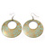 Gold/Light Green Cut-Out Floral Hoop Earrings - 6cm Length - view 4