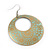 Gold/Light Green Cut-Out Floral Hoop Earrings - 6cm Length - view 2