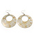 Gold/Metallic Silver Cut-Out Floral Hoop Earrings - 6cm Length - view 3