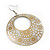 Gold/Metallic Silver Cut-Out Floral Hoop Earrings - 6cm Length - view 2