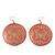 Light Coral Round 'Butterfly' Drop Earrings - 6cm Length - view 4