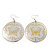 Metallic Silver Round 'Butterfly' Drop Earrings - 6cm Length - view 3