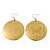 Gold Round 'Butterfly' Drop Earrings - 6cm Length - view 3