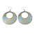 Gold/Light Blue Cut-Out Floral Hoop Earrings - 6cm Length - view 2