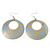 Gold/Light Blue Cut-Out Floral Hoop Earrings - 6cm Length - view 6