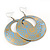 Gold/Light Blue Cut-Out Floral Hoop Earrings - 6cm Length - view 4
